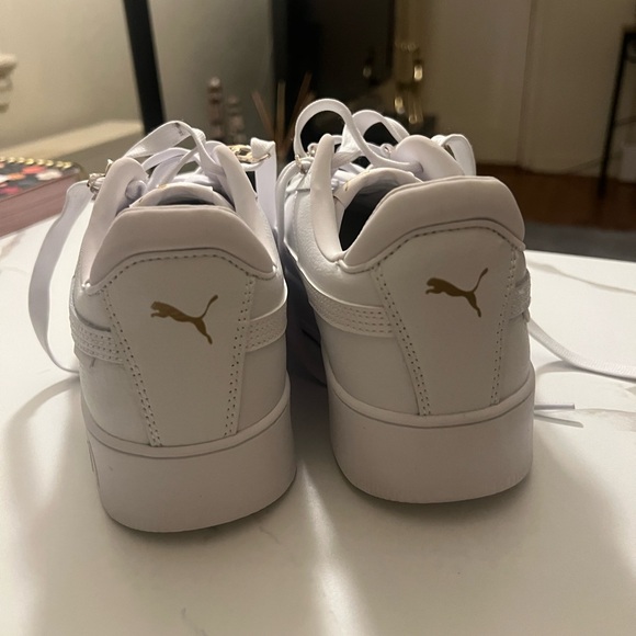 Puma White and Gold Casual Sneakers - Picture 2 of 8
